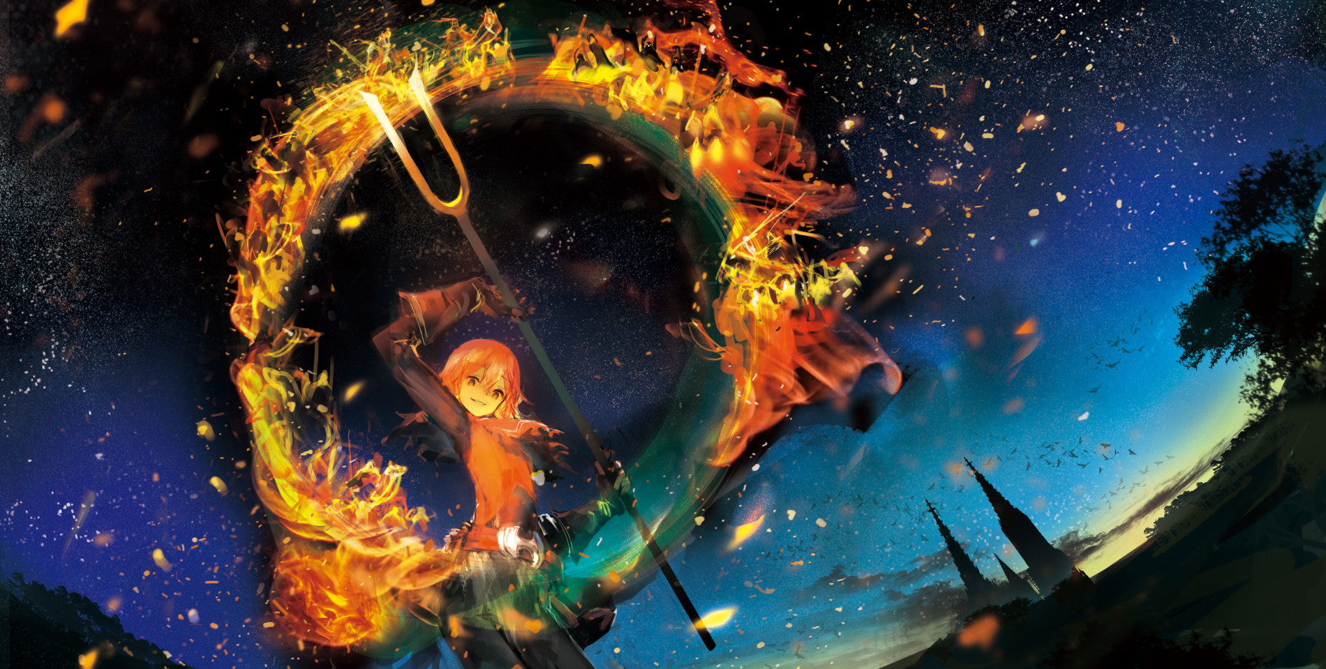 火輪を抱いた少女