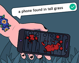 a phone found in tall grass