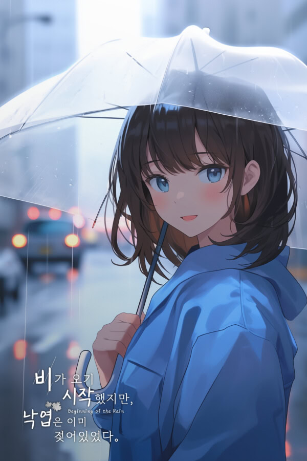 비가 오기 시작했지만, 낙엽은 이미 젖어있었다